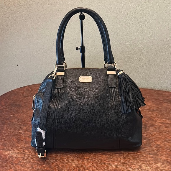 Michael Michael Kors Camden Large Black Pebbled Leather Satchel with Strap - Picture 1 of 16